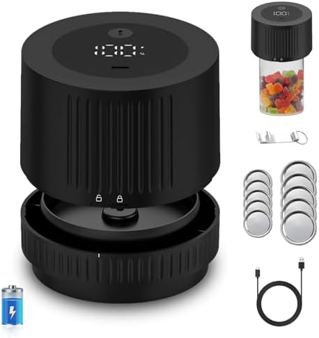 Electric Mason Jar Vacuum Sealer Kit 2000mAh Rechargeable 350 Seals Per Charge