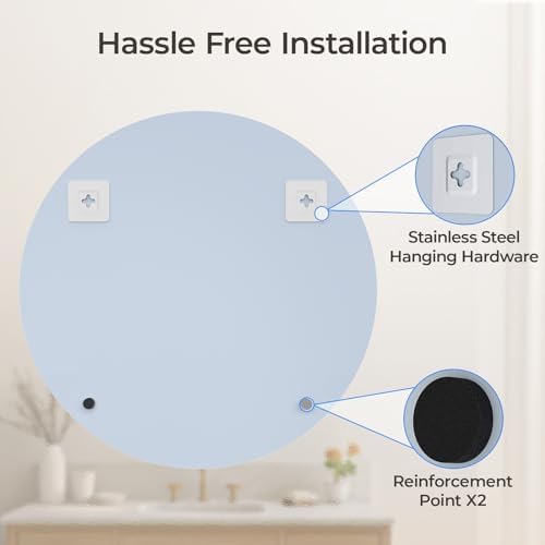 USHOWER Frameless Round Mirror 24 Inches