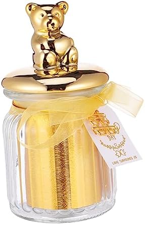1Pc Elegant Glass Candy Box with Gold Plated Lid