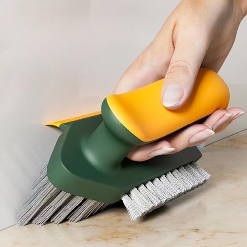 Multi Functional Gap Cleaning Brush with V-Shaped Head and Silicone Scraper