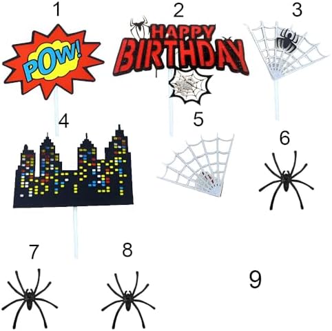 Peoxo 9PCS Spider Cake and Cupcake Toppers Set