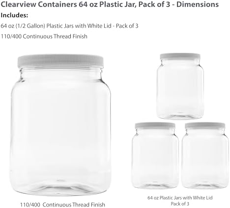 Plastic Food Jars with Leak Proof Lids 3 Pack