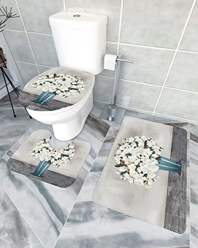 YESOF66 3 Piece Bathroom Rug Set with Non-Slip Backing
