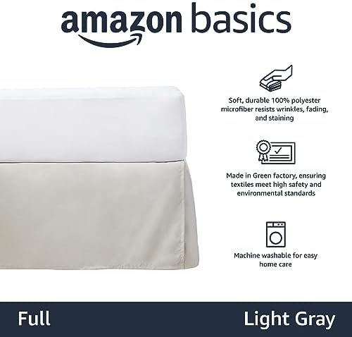 Amazon Basics Light Grey Full Bed Skirt