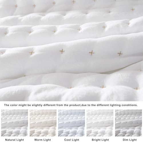 WDCOZY White Queen Quilt Bedding Set with Pillow Shams