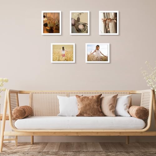Golden State Art 8x10 White Wooden Picture Frame with Tempered Glass 5 Packs