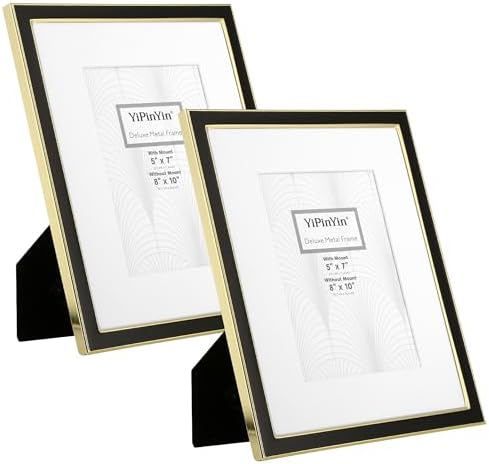 8x10 Gold Metal Edge Frames Set of 2 with Easel