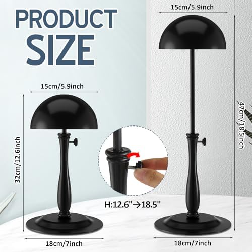 Shimeyao 4 Pcs Adjustable Metal Hat Stands for Hats Wigs