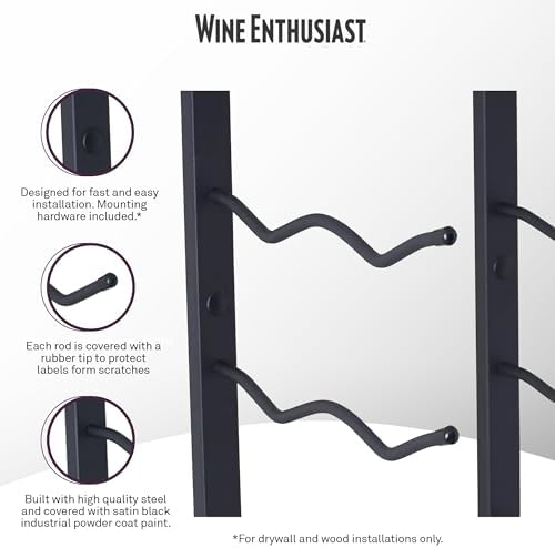 Wine Enthusiast NFINITY 18 Bottle Wall Mounted Wine Rack - Black