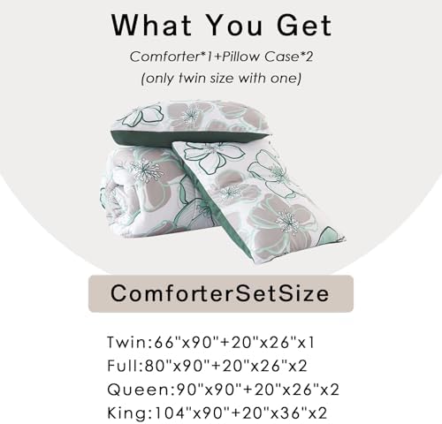 Crossvast 3 Piece Queen Comforter Set with Leaf Design