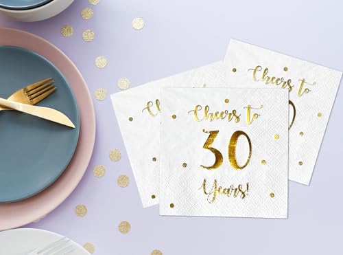 Cheers to 30 Years Cocktail Napkins 50-Pack