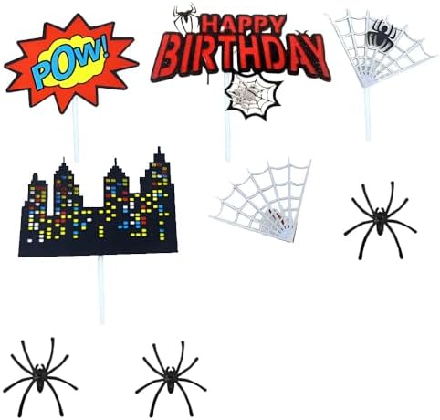 Peoxo 9PCS Spider Cake and Cupcake Toppers Set