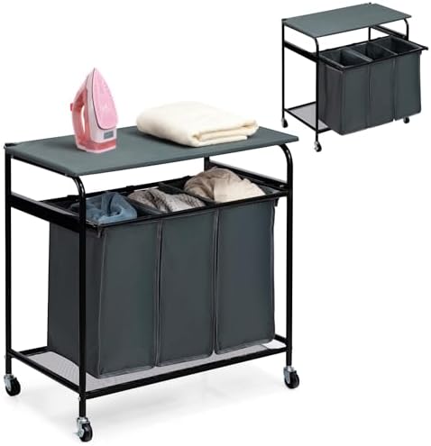 ALIMORDEN Laundry Sorter with Ironing Board and Folding Lid