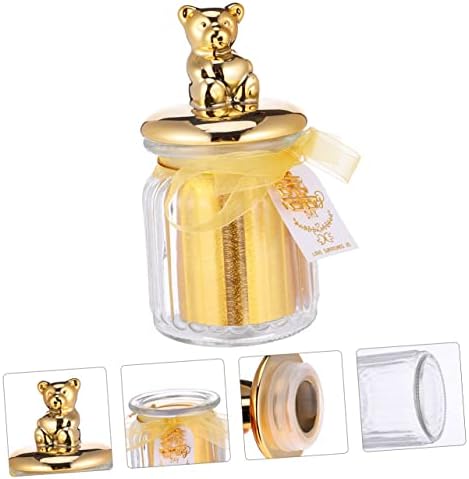 1Pc Elegant Glass Candy Box with Gold Plated Lid