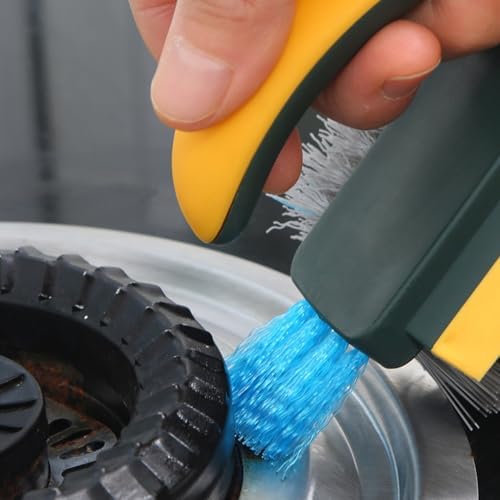 Multi Functional Gap Cleaning Brush with V-Shaped Head and Silicone Scraper