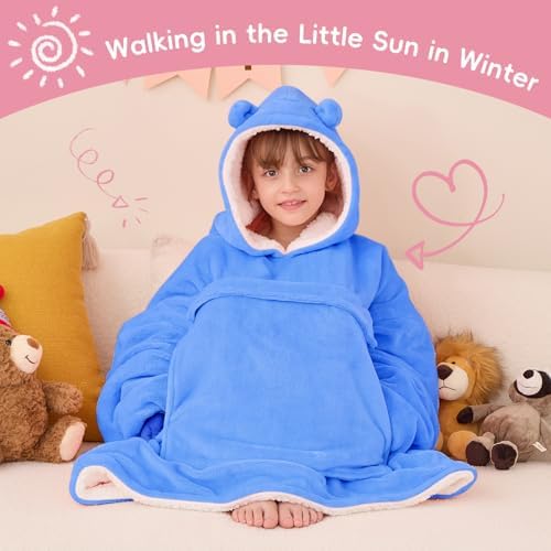 Yescool Wearable Blanket Hoodie Kids Sky Blue One Size