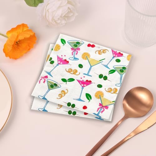 Martini Party Decorations Cocktail Napkins 52 Pack 5x5 Folded