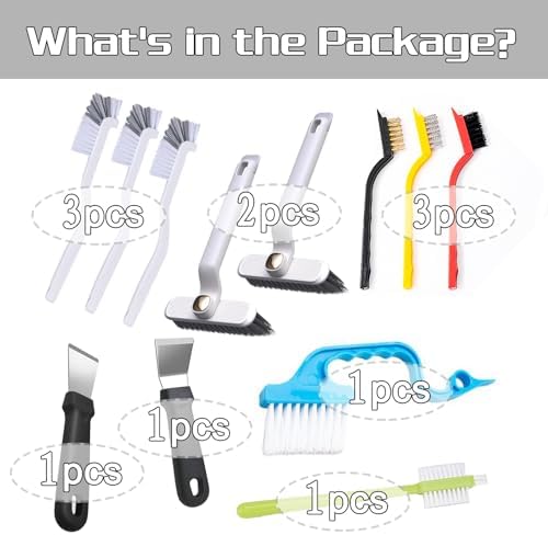 12Pcs Hard Bristle Crevice Cleaning Brush Set for Windows and More