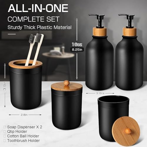 Black Matte Bathroom Accessories Set 5 Pcs