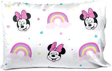 Jay Franco Disney Minnie Mouse Rainbow Stripe Single Reversible Pillowcase