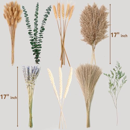 Boho Dried Flower Bouquet with Pampas Grass Lavender Eucalyptus and Wheat