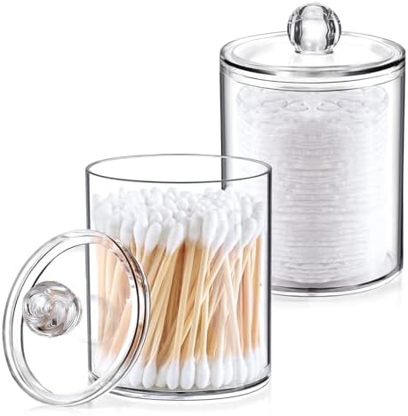 2 Pack Qtip Holder - Clear Storage Jars for Bathroom and Vanity