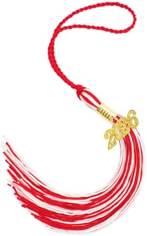 2026 Red White Graduation Tassel with Golden Charm