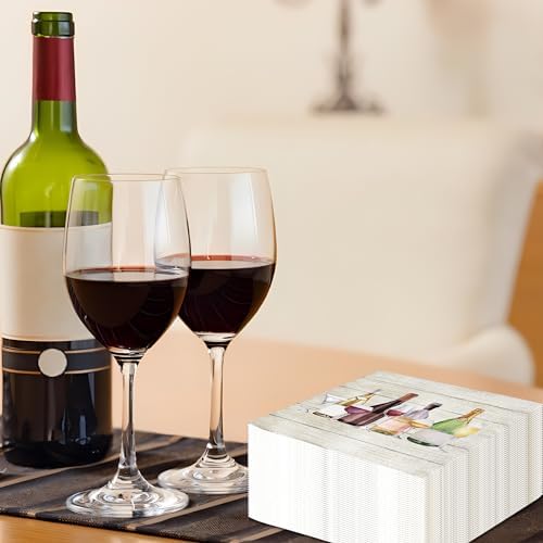 100 Pcs 3-Ply Wine Themed Cocktail Napkins