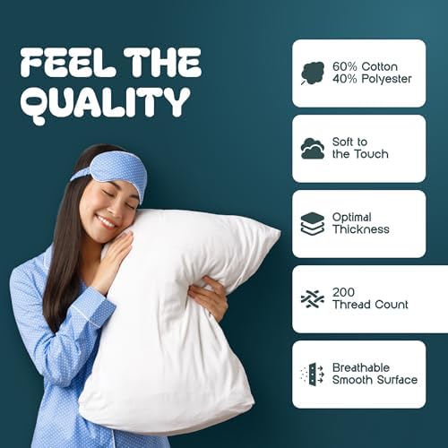 White Classic King Pillow Covers with Zipper 2 Pack