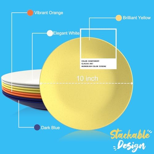 Homienly Wheat Straw Dinner Plates 10 Inch Set of 8