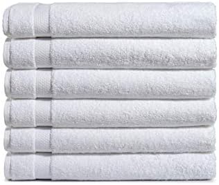 Amazon Basics 6 Pack Bath Towel Set White 54 x 27 inches