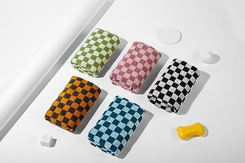 Madi-Cadi Hand Towels 5 Pack - Soft Absorbent Checkered Design