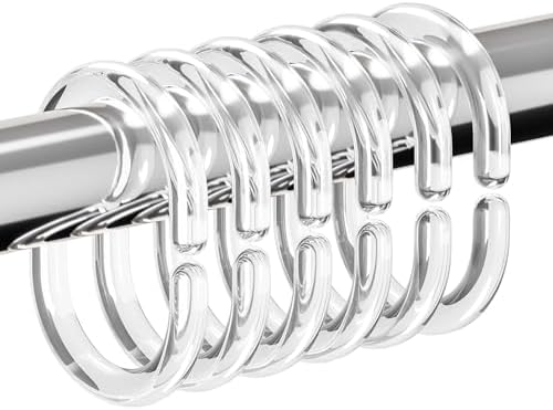 24 PCS Clear Plastic Shower Curtain Rings Hooks Hangers Rod Mount