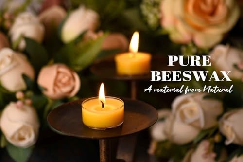 Natural Yellow Beeswax Tea Light Candles 12pcs Organic Scented Clean Burning