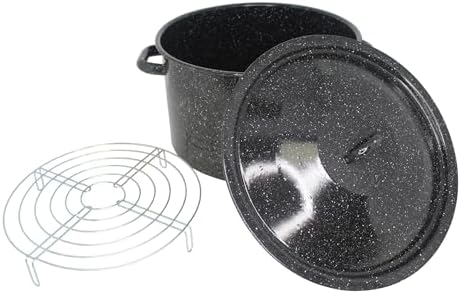 MIRRO 210 Qt Enamel Stock Pot with Rack