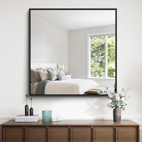 COFENY 30x30 Inch Wall Bathroom Mirror with Metal Frame