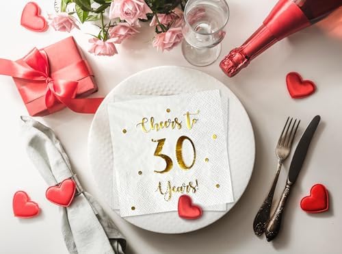 Cheers to 30 Years Cocktail Napkins 50-Pack