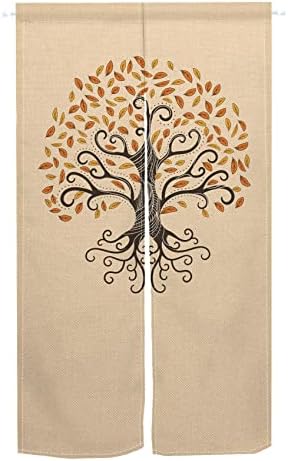 Leowefowa Japanese Noren Door Curtain with Tree Print