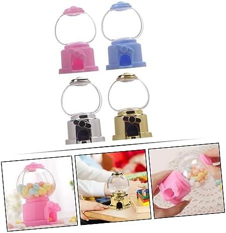 PRETYZOOM 4pcs Manual Gumball Machine Candy Dispenser Pink