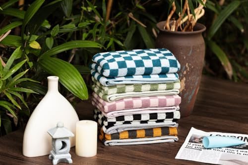 Madi-Cadi Hand Towels 5 Pack - Soft Absorbent Checkered Design
