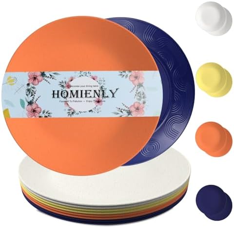 Homienly Wheat Straw Dinner Plates 10 Inch Set of 8