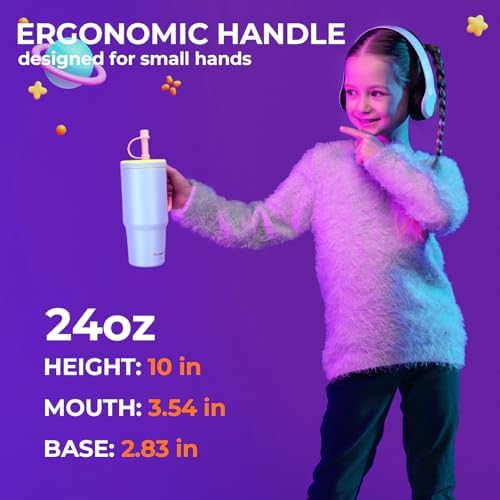 Luxgola Kids 24 oz Tumbler with Handle and Leak Proof Lid