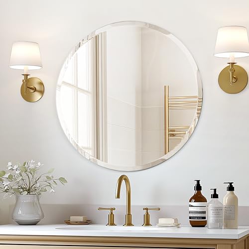 USHOWER Frameless Round Mirror 24 Inches