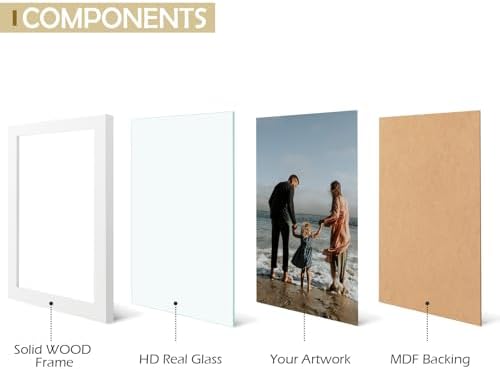 Golden State Art 8x10 White Wooden Picture Frame with Tempered Glass 5 Packs