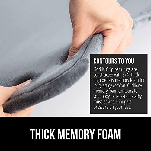 Gorilla Grip Toilet Lid Cover and Memory Foam Bath Rug Bundle