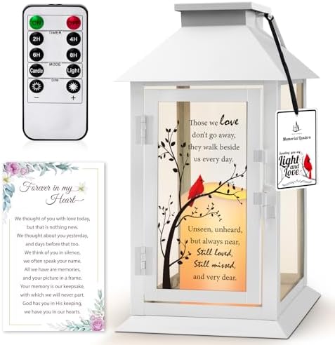 Memorial Lantern with LED Candle and Remote Control