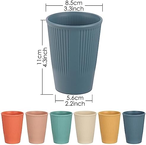 Phyllia 12 oz Reusable Wheat Straw Cups Set of 6