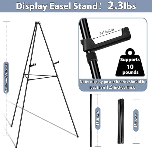 Black Easel Stand with Support Rods for Display