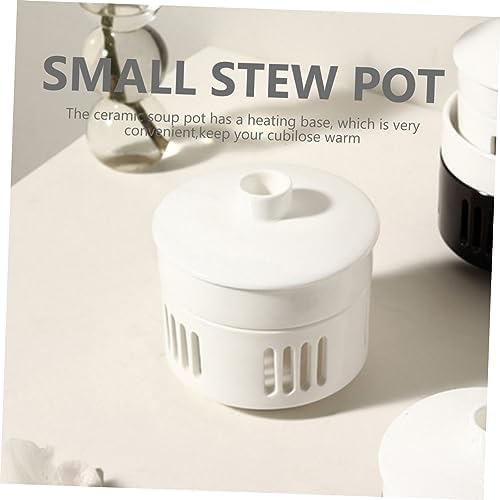 Ceramic Stew Pot Lid with Heating Base Soup Bowl Set