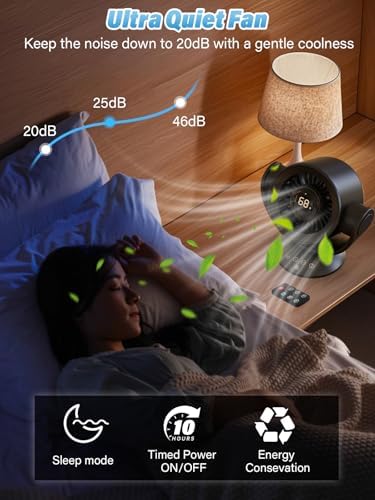 SECHKISS Desk Fan with 100 Speeds and Auto Oscillation Black